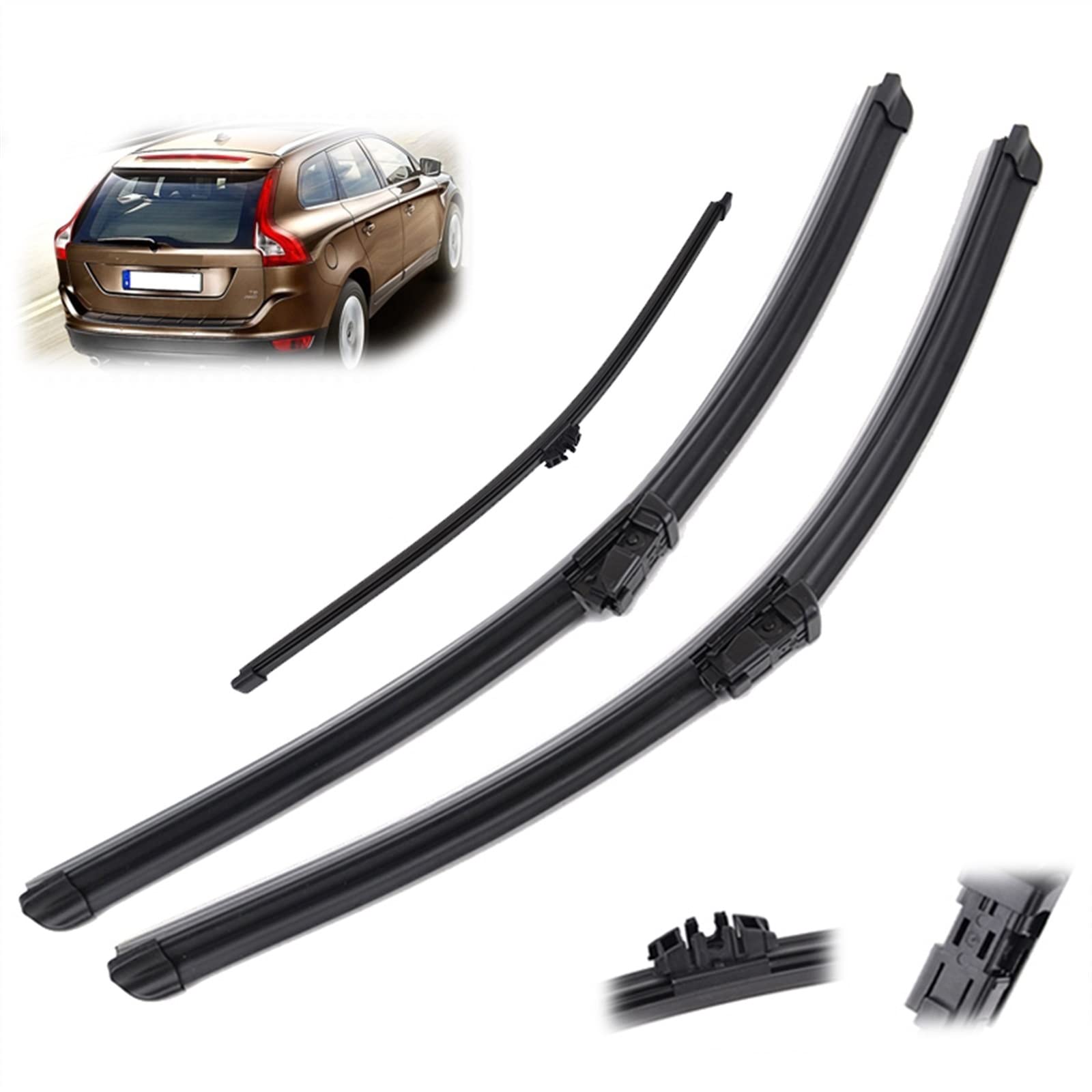 WITTSY Parti Tergicristalli 26 "20" 15" Tergicristallo Parabrezza Spazzole Tergicristallo Auto Anteriore Posteriore Lunotto Tergicristallo per Volvo XC60 2009 2010 2011