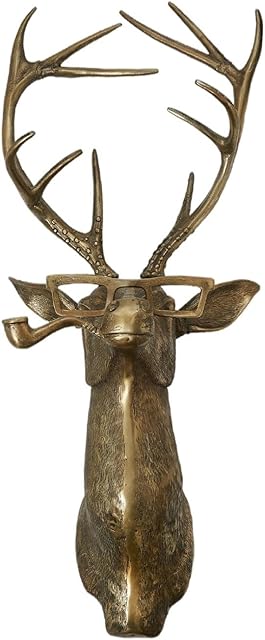 GIMOCOOL Sculptures Deer Head Wall Decor, Animal Head Wall Decor, Decorative Polished Deer Head Wall Mount, Delicate Non-fade Vintage Wall Art Sculptures, Faux Stag Head Statue for Home Room Decor