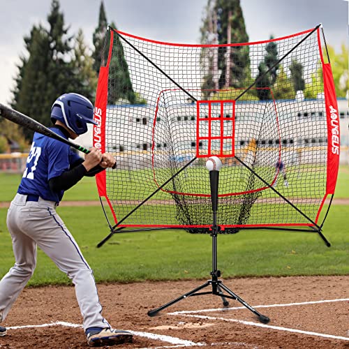 AOLIGEIJS 7'x7' Baseball Softball Pitching & Batting Net, with Tee, Bonus Strike Zone & Black Bow Frame, for Hitting, Pitching & Catching by AOLIGEIJS - Image 4