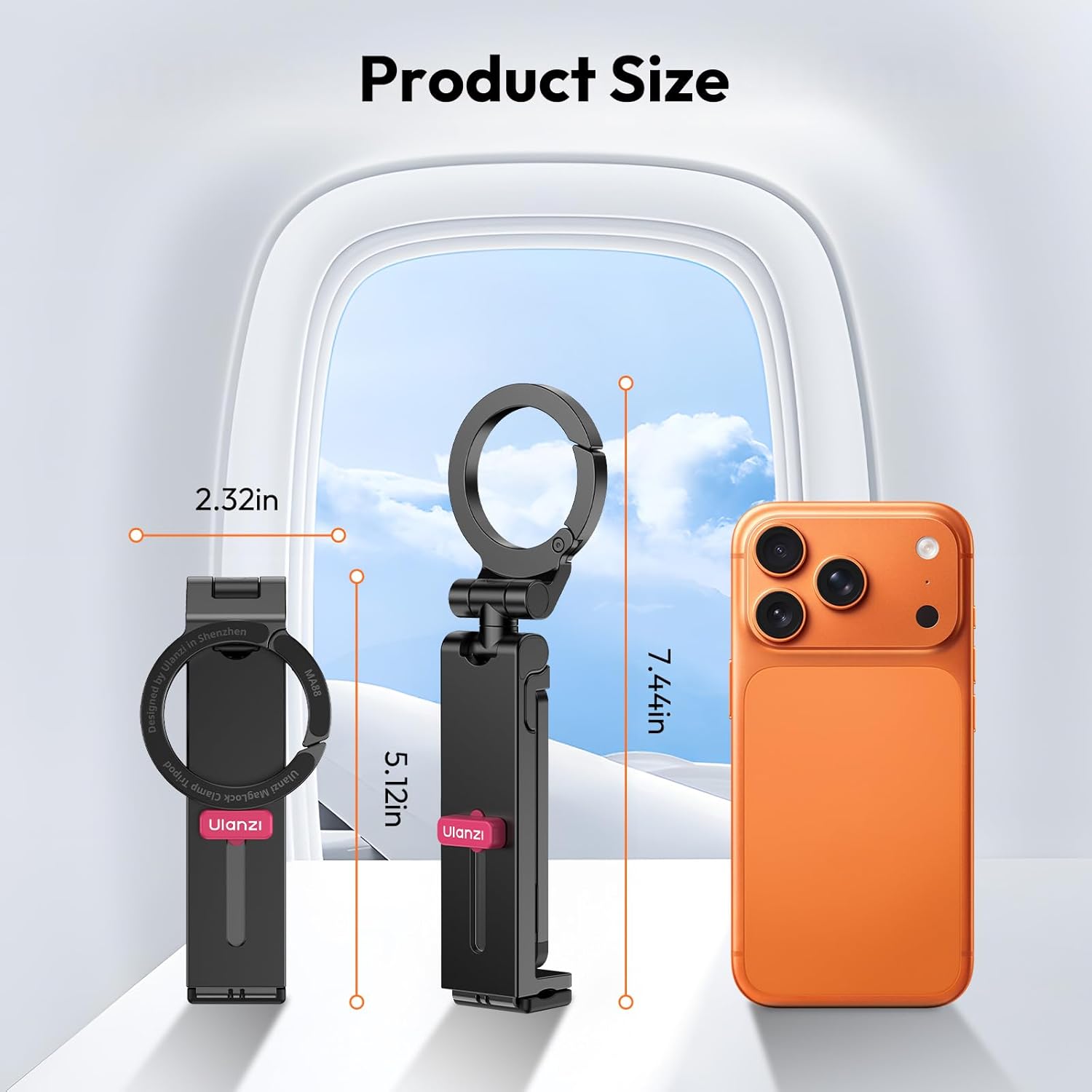 ULANZI MA88 Magnetic Airplane Phone Holder for MagSafe iPhone 17-12 Series, Strongest Magnet Handsfree Phone Tripod Mount for Woman Man, 360° Rotation Long Flight Travel Essentials for Seat Tray Table - Image 8