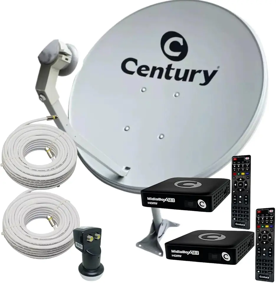 Kit Antena - Receptor Digital Midiabox Lnbf Duplo Cabo 110v/220v
