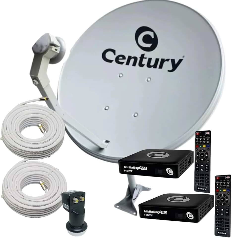 Kit Antena - Receptor Digital Midiabox Lnbf Duplo Cabo 110v/220v