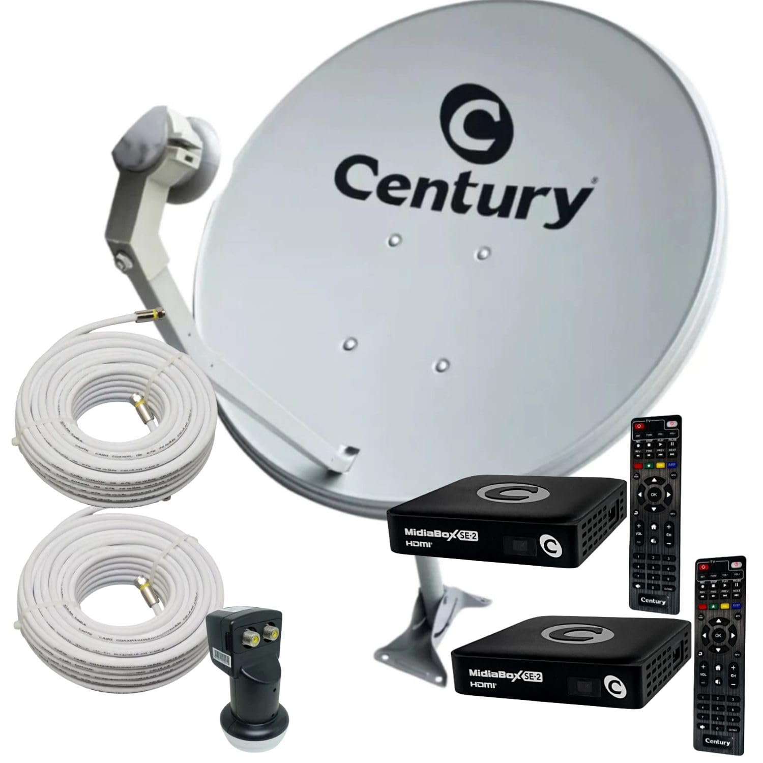 Kit Antena - Receptor Digital Midiabox Lnbf Duplo Cabo 110v/220v