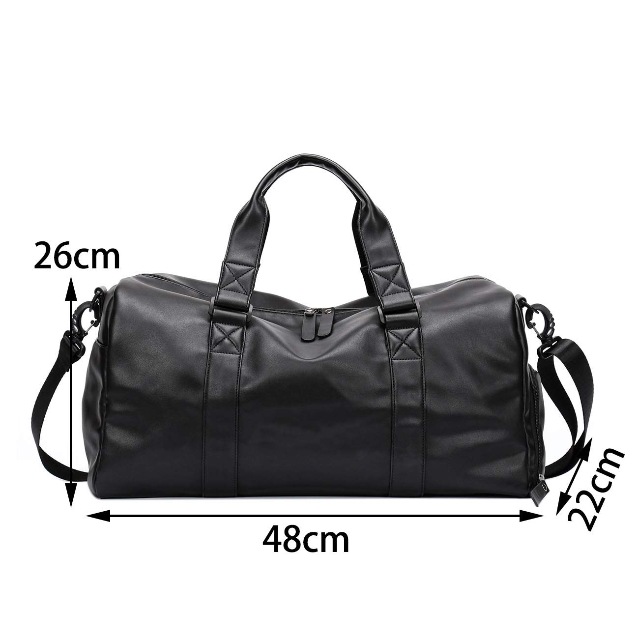 Neuleben - Bolsa de Deporte de Piel sintética con Compartimento para Zapatos, Impermeable, para Mujer, para Hombre, 30 L, Color Negro, tamaño Talla única, Volumen 30liters