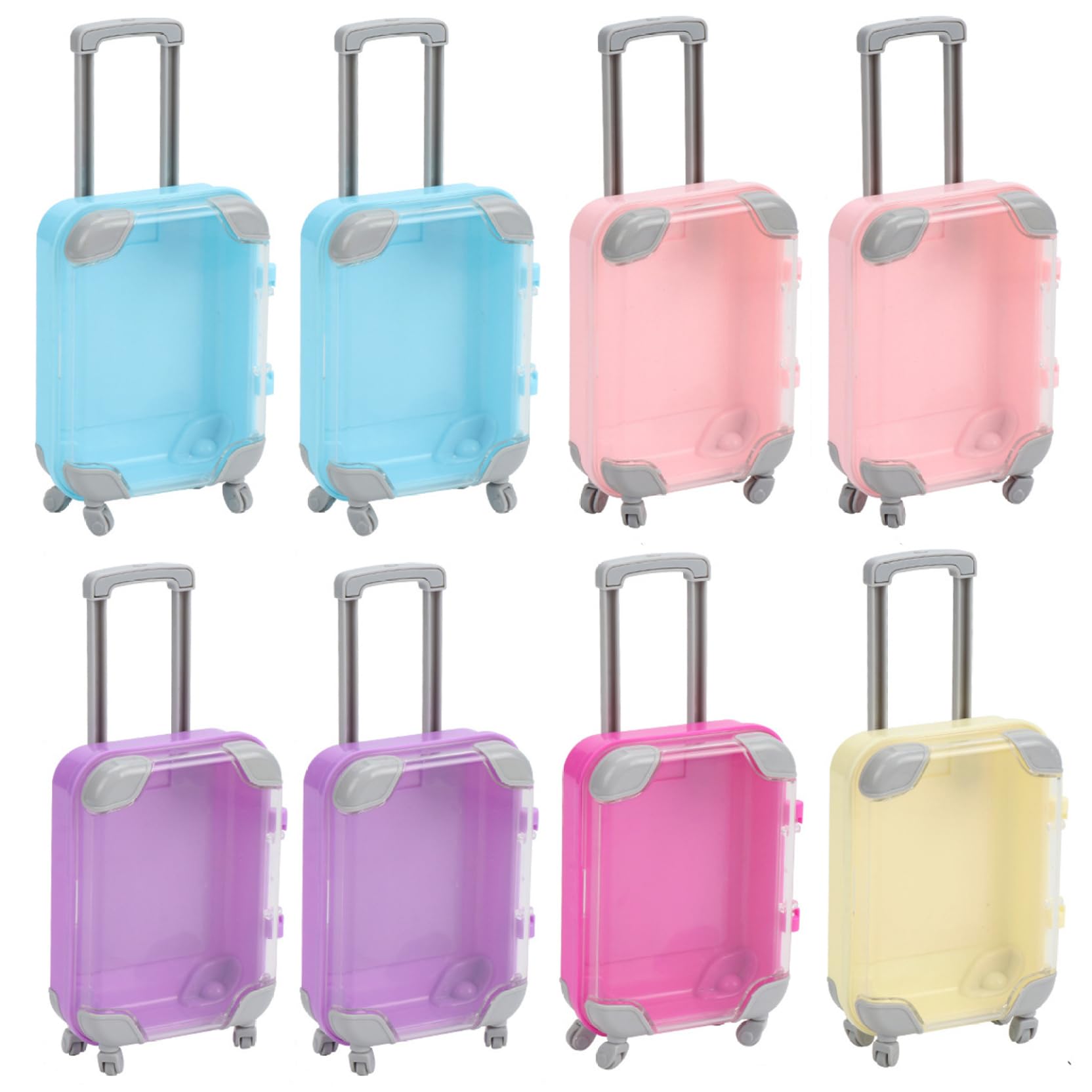 Otbushit 8Pcs Mini Suitcase, Realistic Rolling Mini Luggage Party Favor with Retractable Handle for Imaginative Play, Travel Themed Events (Random Color)