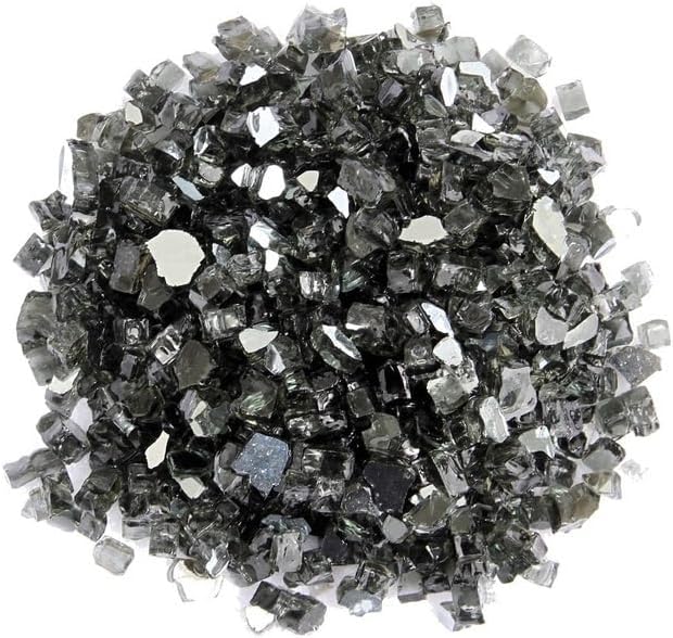 HomeStock Fire Glass for Fire Pit - 10lb Black Reflective Glass - 0.25"-0.5" - Outdoor Fireplace Decor