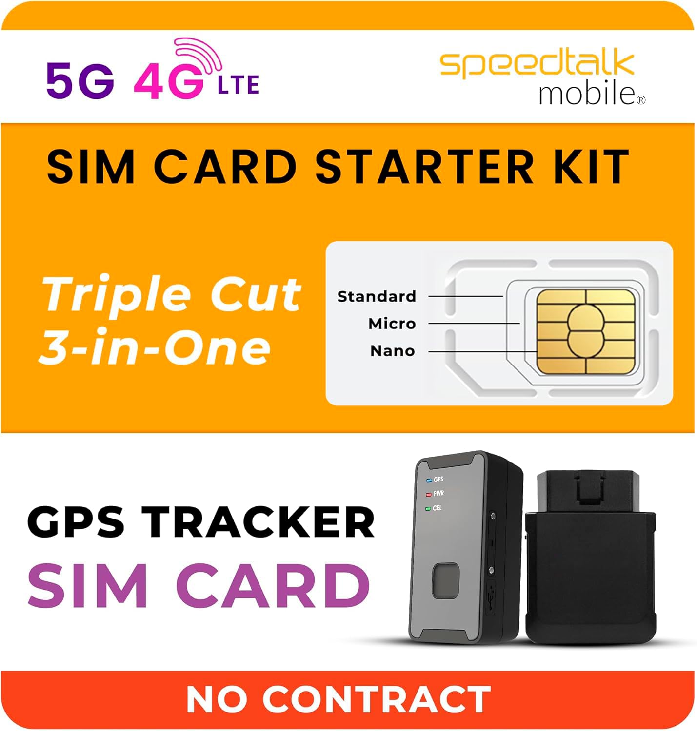 SpeedTalk Mobile GPS Tracker Triple Cut SIM Card Starter Kit No Contract (Standard, Micro, Nano) for 2G 3G 4G Devices-image-23