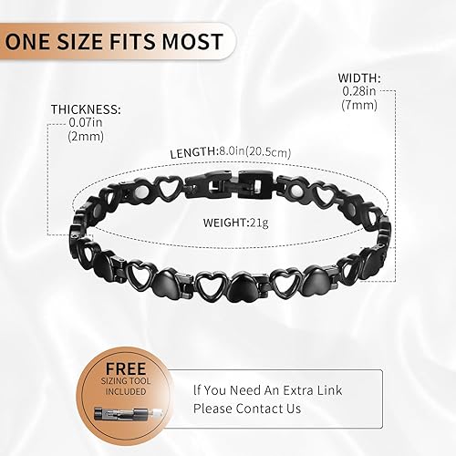 Miniatura 2 de BioMag Pulsera magnética para mujer, pulsera de acero de titanio para aliviar el dolor, cobre puro sólido, regalo de joyería con herramienta