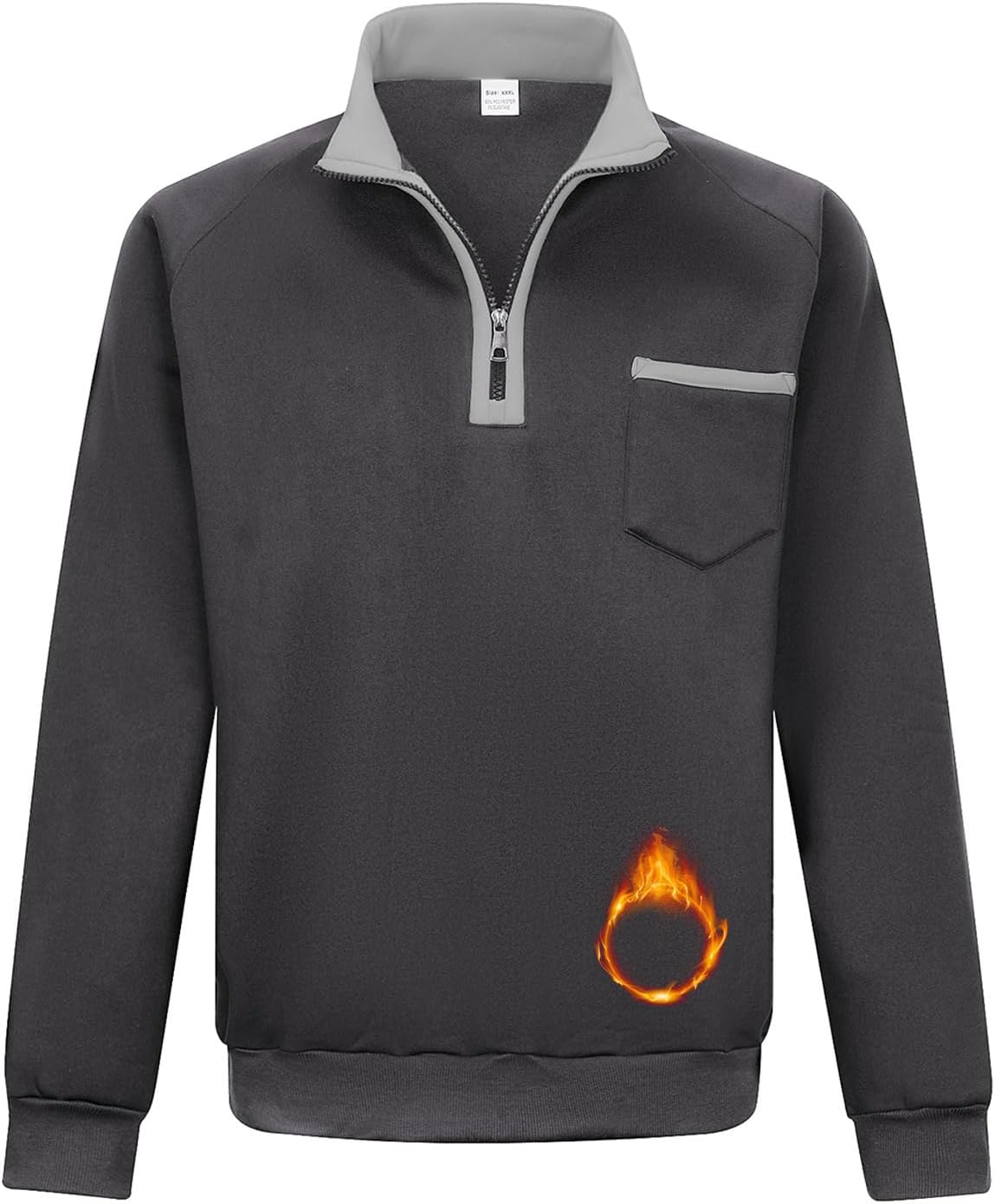 Mens Quarter Zip Pullover Sweatshirt Long Sleeve Casual Warm Fleece Stand Collar Sw... - Image 4