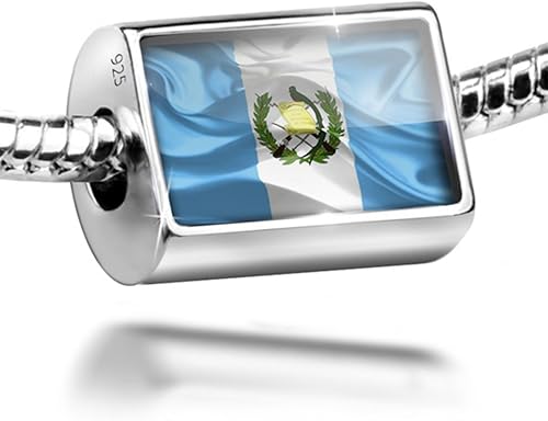 Abalorio de plata de ley con bandera 3D de Guatemala para todas las pulseras europeas, Plata esterlina