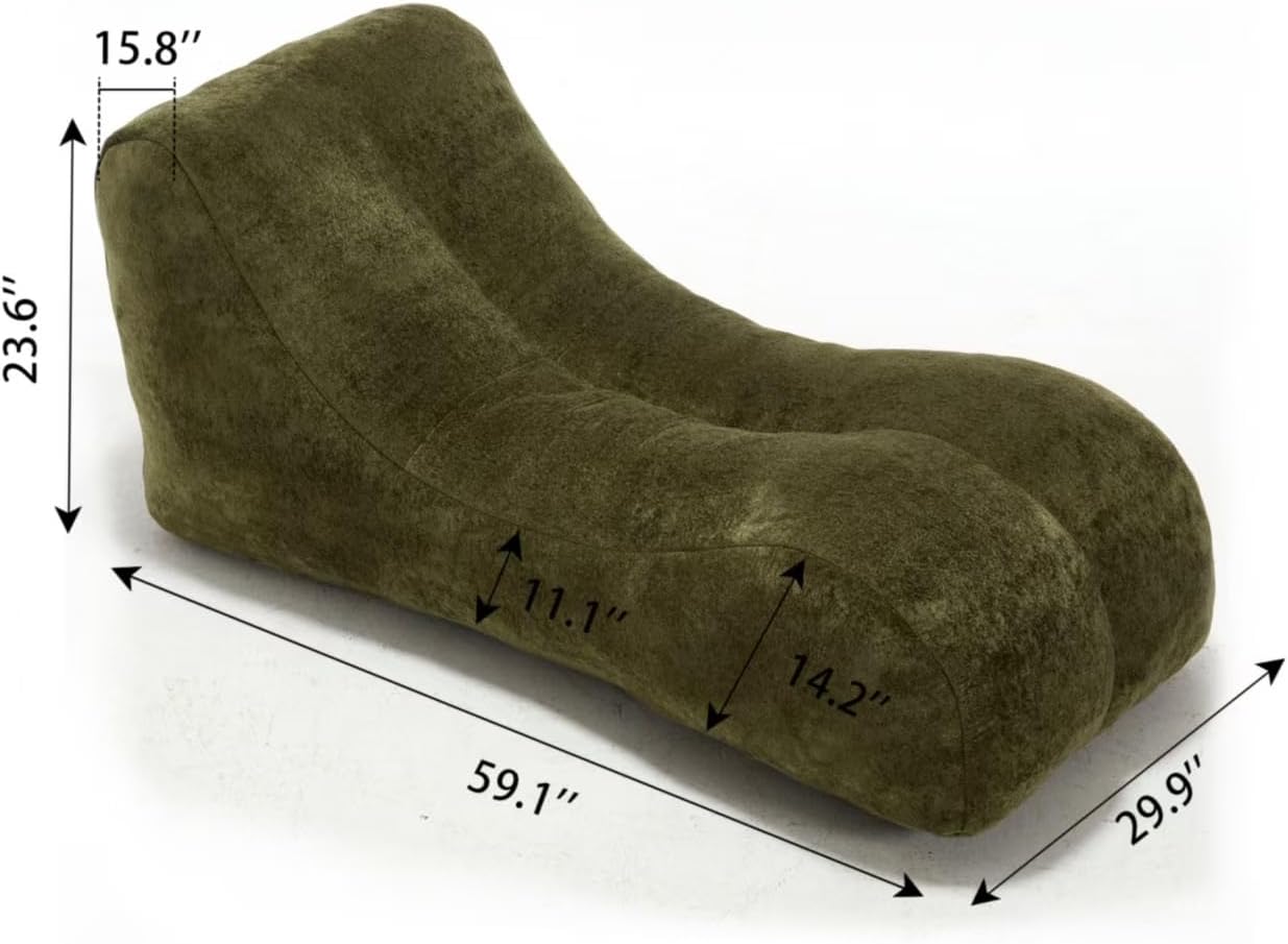 KEIKI Comfort Bean Bag Chair for Adults & Kids, High-Pressure Sponge, Ergonomic Support, Green