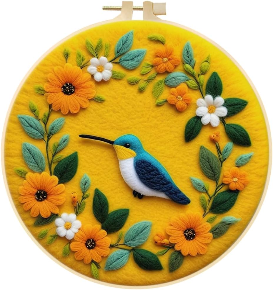 DIY Needle Felting Kit Beginner - Butterfly Giraffe Rabbit Cat Flower Wool Painting Craft Set - Needle Felting Kits Beginners, DIY Wool Needle Felting Starter Kit, Needle Felt Set, Style 13