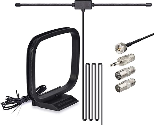 Bingfu Antena dipolo de radio FM de 75 ohmios Antena de bucle AM para receptor estéreo en el hogar Pioneer interior Onkyo Yamaha Marantz Radio FM AV