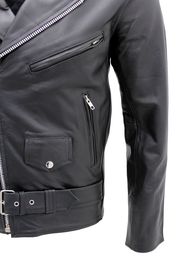 Hombres elegante Brando chaqueta de cuero negro motociclista