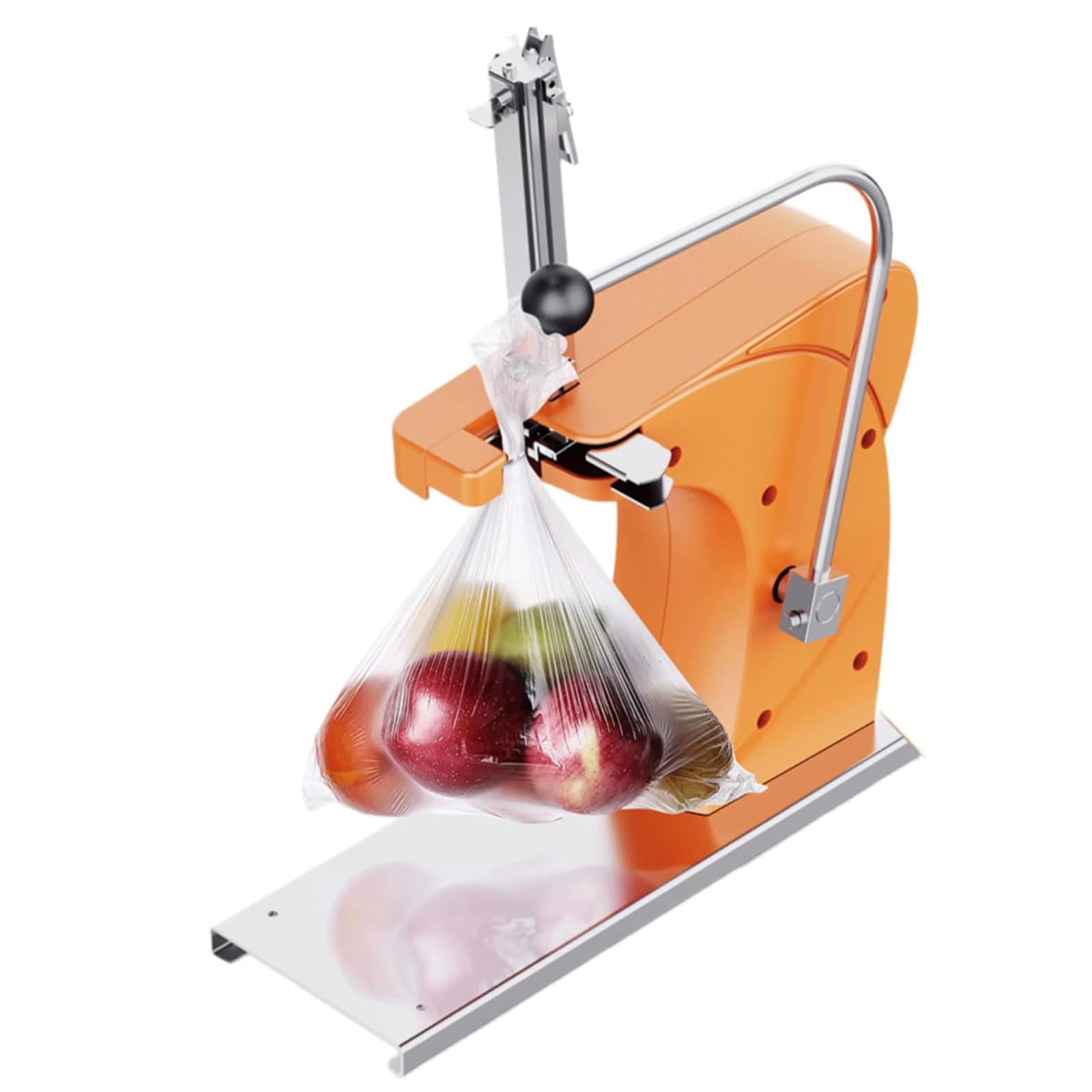 Máquina selladora de bolsas con riel guía de acero inoxidable y grapas para envasado de alimentos