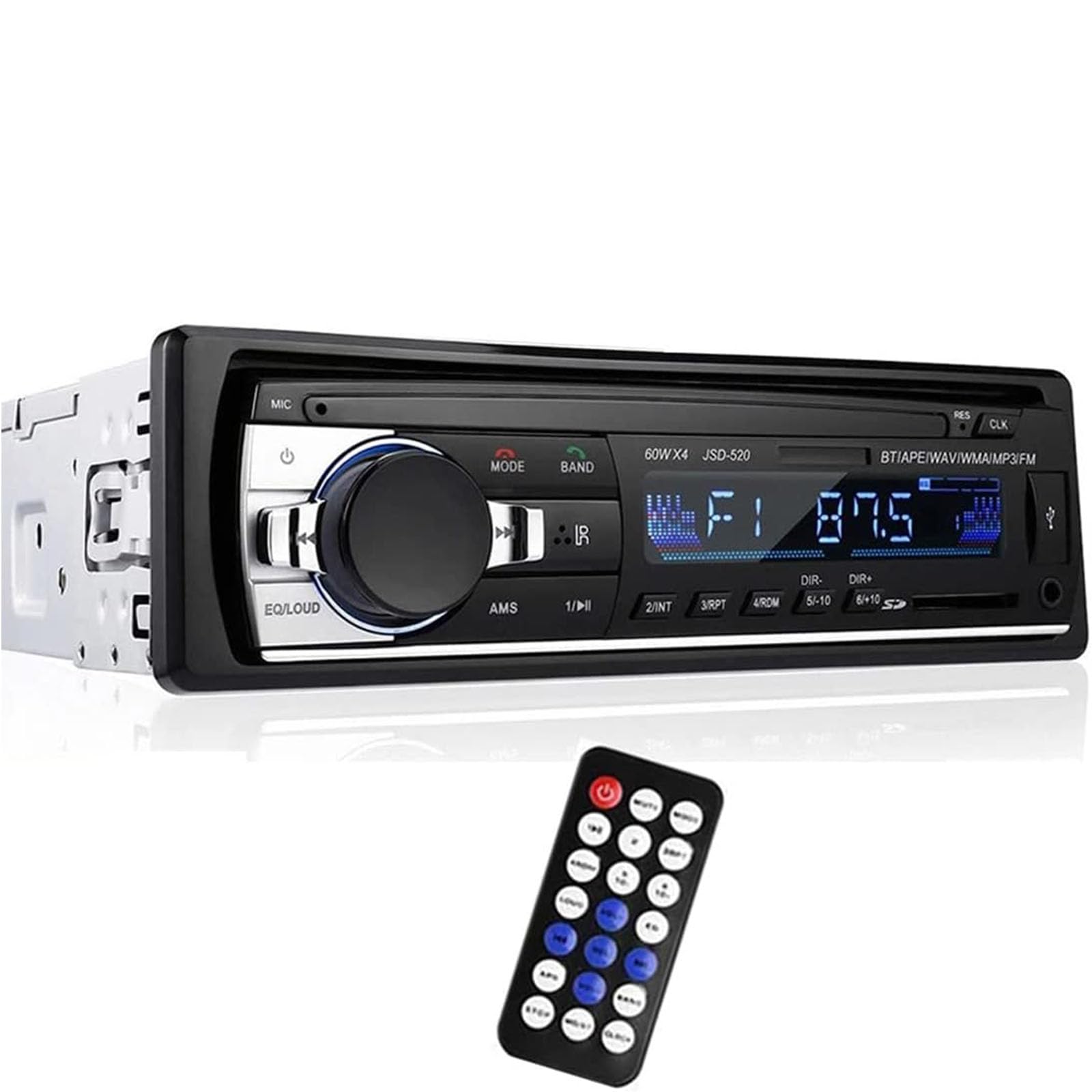 HALAMODODigital Car Stereo, Single-Din Car Stereo Bluetooth In Dash with Remote Control, Receivers USB/SD/Audio, MP3 Player/FM Radio