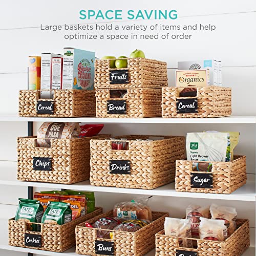 Best Choice Products Set of 4 16x12in Large Water Hyacinth Pantry Baskets, Woven Organizers w/Chalkboard Label, Chalk Marker - Natural by Best Choice Products - Image 4