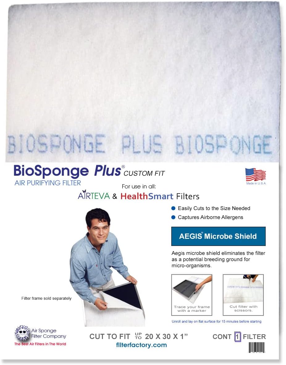 Plus Replacement Pad - Cut To Fit (20 x 30 x 1" Max) for Airteva & HealthSmart AC, Furnace Filter System