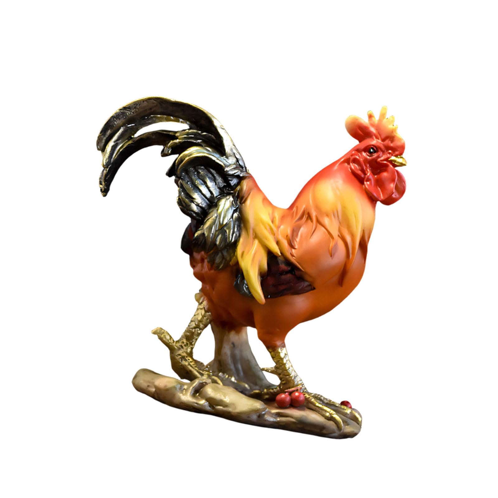 Kaeltsyn Resin Rooster Figurine, Chicken Statue Fengshui Good Luck Decorative Ornament for Home Offices Decors Collections Gift Chicken Figurines Sculptures