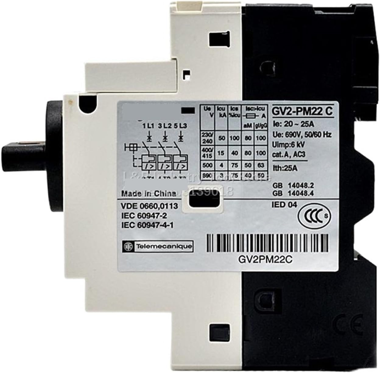 OBABO GV2 TeSys Deca GV2-PM22C Magneto Circuit Breaker Protection GV2PM22C 20-25A 3P knob Type Upgrade