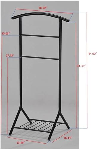 Miniatura 4 de Fairyn tradicional de metal negro de tela, abrigo, traje y sombrero, soporte organizador con estante de almacenamiento