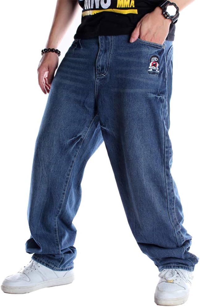 Ruiatoo Men's Classic Baggy Jeans Daily Loose Denim Jeans Hip Hop Dance