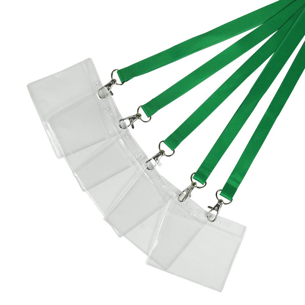 Pack of 10 Green Lanyards with PVC Card Holder for ID Cards, Name Badges, and More - Durable Breakaway Green Neck Strap Suitable for Everyday Use โ image 1