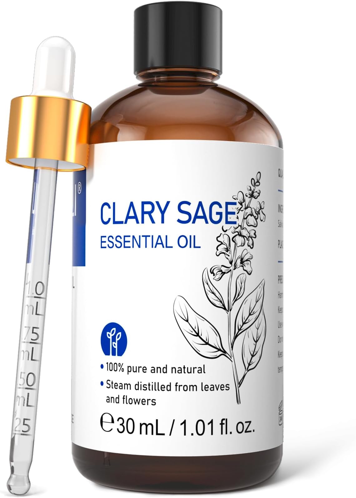 1 Fl Oz Clary Sage Oil Essential Oil, 100% Pure Undiluted for Diffuser, Aromatherapy - 30ml
