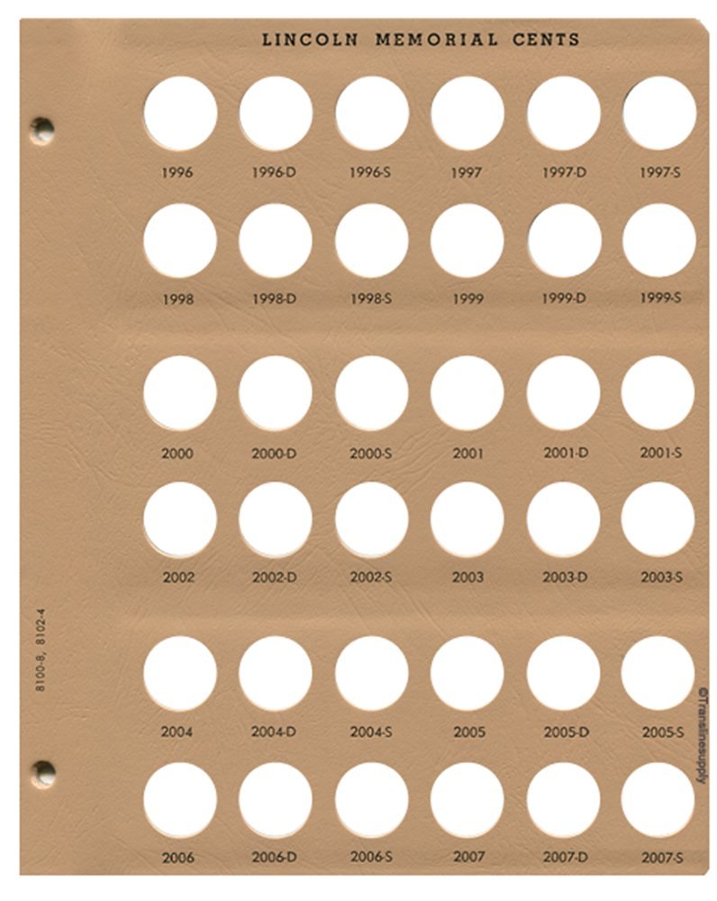 Dansco Page #8 pour album Lincoln Cents 8100 rechargeable