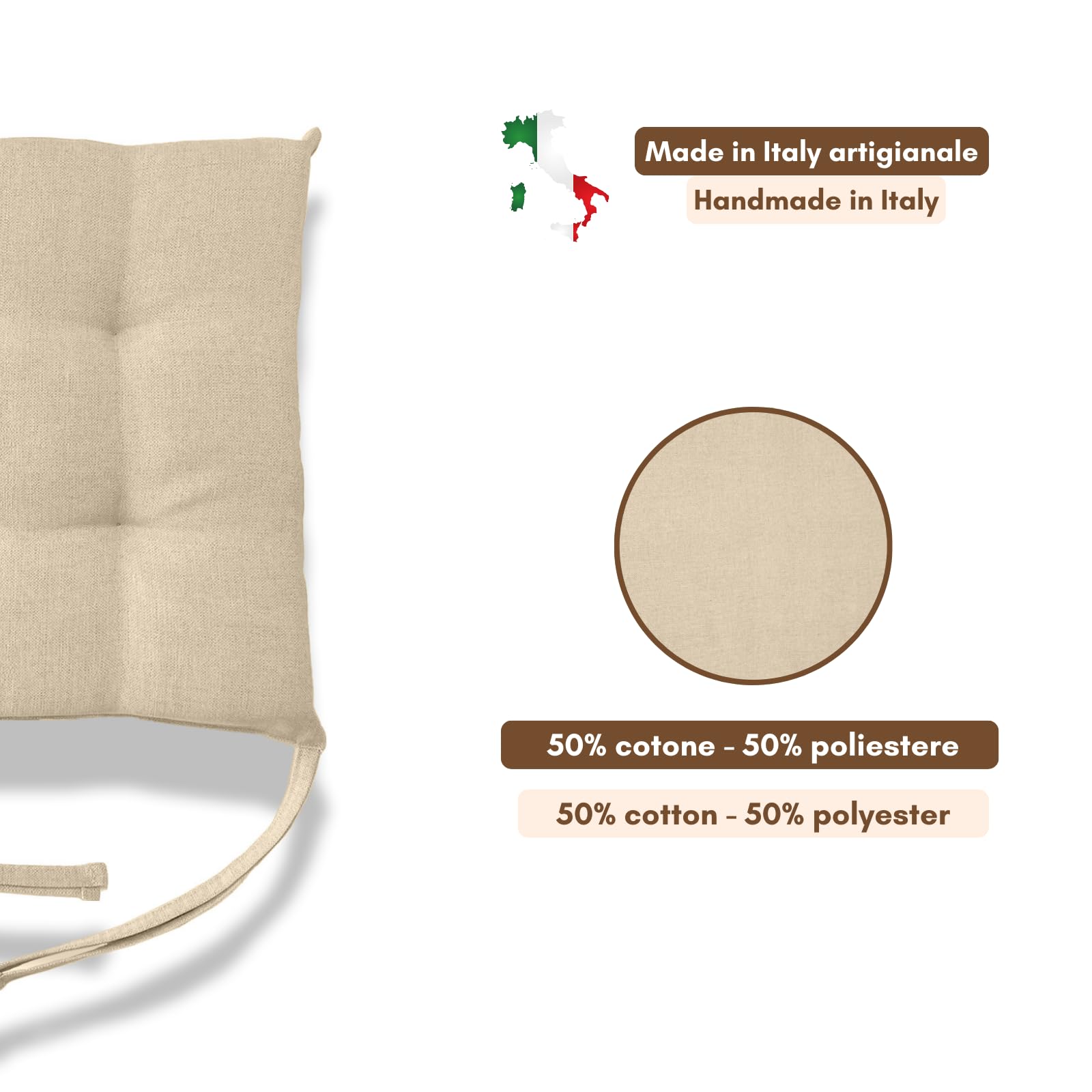 Il Tuo Artigiano Design Lot de 4 ou 6 Coussins pour Chaises de Cuisine Made in Italy - Coussins pour Chaises de Cuisine, lot de 6, 40x40 cm, épaisseur 6 cm - Rembourrage en Éponge et Acrylique Doux (6