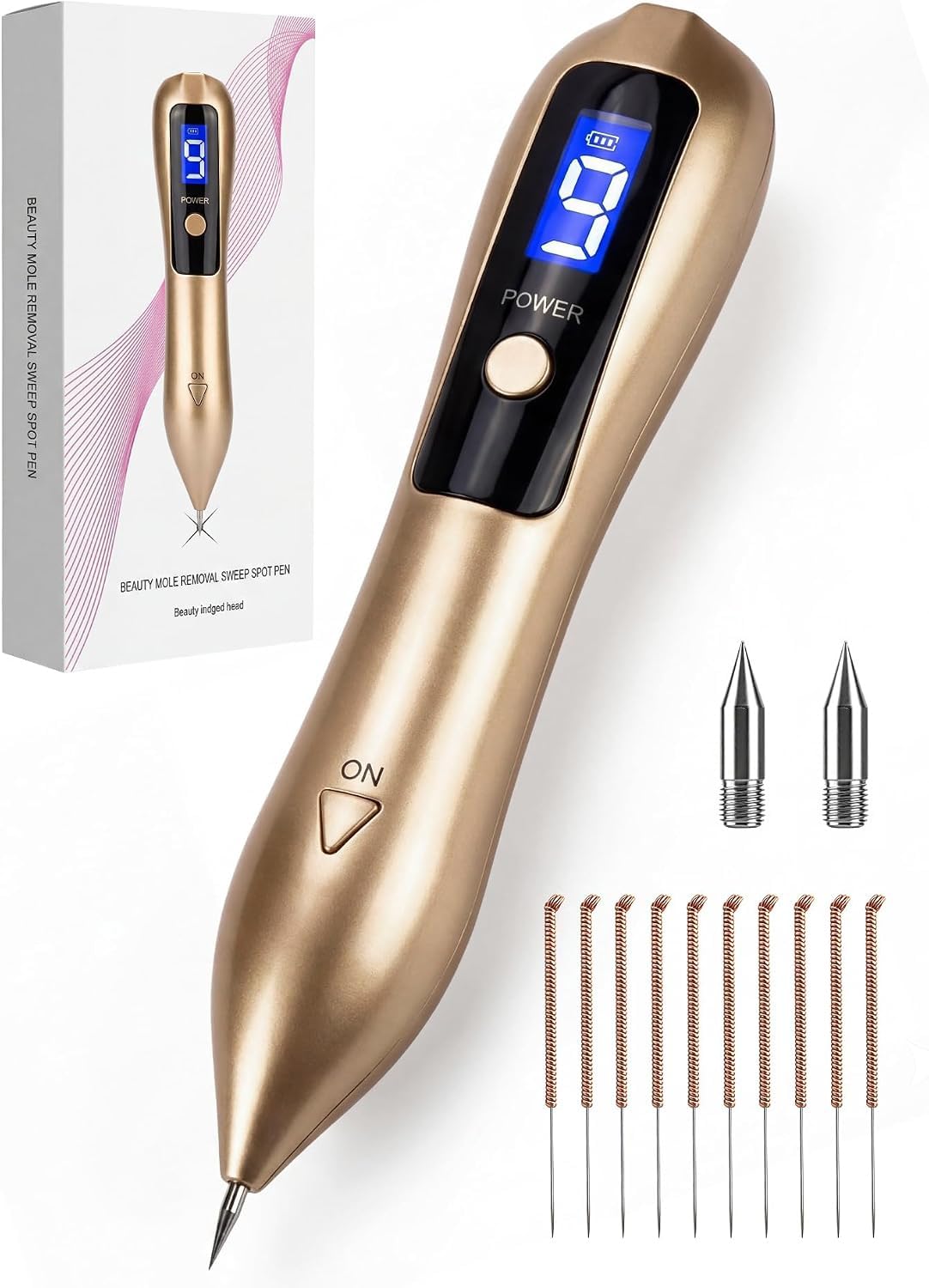 USB Rechargeable Skin Tag Remover Pen - 9-Speed Professional Mole Wart Removal Tool, LCD Display & Safety Lock, Painless Spot Remover for Face Body