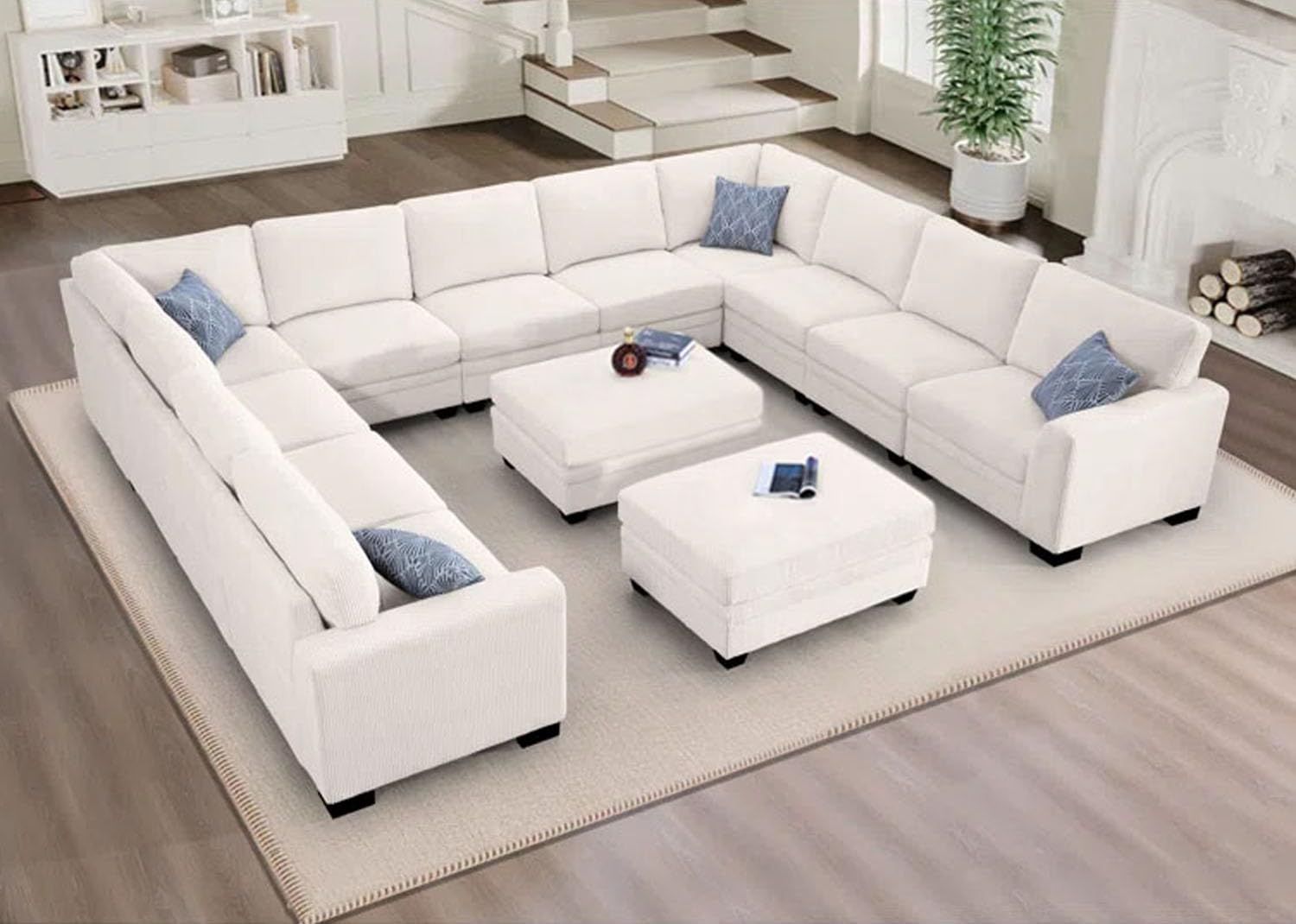 Legend Vansen Oversized Modular Sectional Sofa 8 Seat U Shaped Couch with Ottoman Corduroy Sofa with Deep Seat