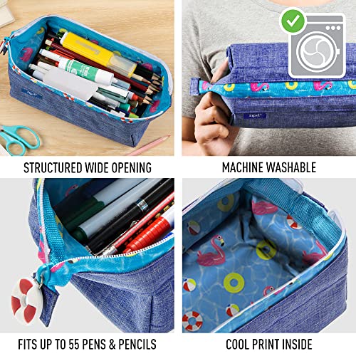 Image of ZIPIT Lenny Pencil Case, Large Capacity Zipper Pouch for School, Stationery Bag for Teen Girls Boys and Adults, Teal