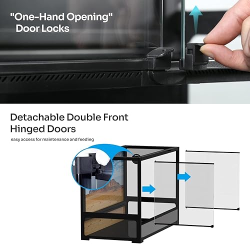 Miniatura 5 de REPTI ZOO Tanque de reptiles plegable de 60 galones de 36 pulgadas de ancho, terrario de reptiles grande de vidrio templado de 36 x 18 x 24