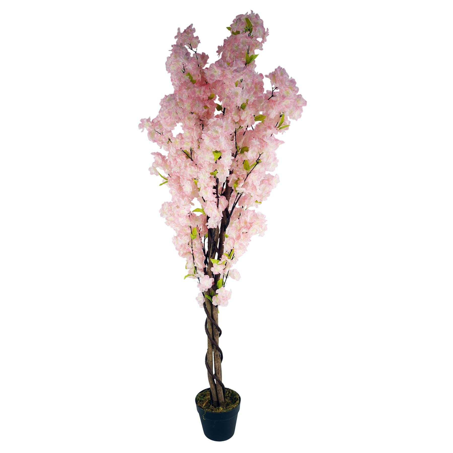 Artificial Cherry Blossom Tree Large Realistic Pink 150cm (5ft) Premium Leaf