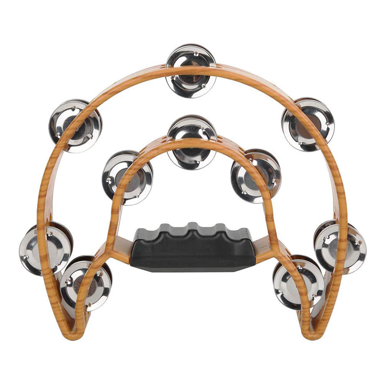 Handheld Tambourine Rattle wth Double Row 20 Pairs Metal Jingles for Kids Adults Games