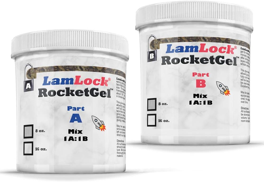 LamLock RocketGel - 25 Minute Stone Epoxy for Granite, Quartz, Marble, Tile - Easily Fix Chips, Fill Cracks, Repair Defects and Restore Countertops and Tile - 