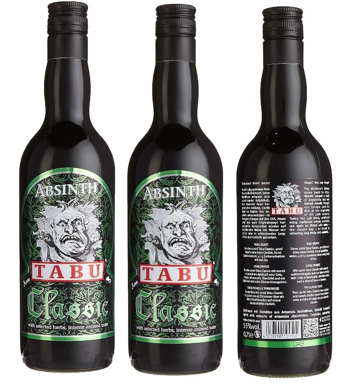3 Flaschen Tabu Absinth Classic 55% Vol. a 0,7l + Space Riegel von Onlineshop Bormann