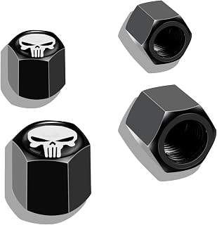 1 Pack 4 Pcs Skull Car Wheel Tire Valve Stem Caps, Suitable for Most Cars, Trucks, Suvs, Bike, Motorcycles, Used for Tire Valve Caps (Black/White)