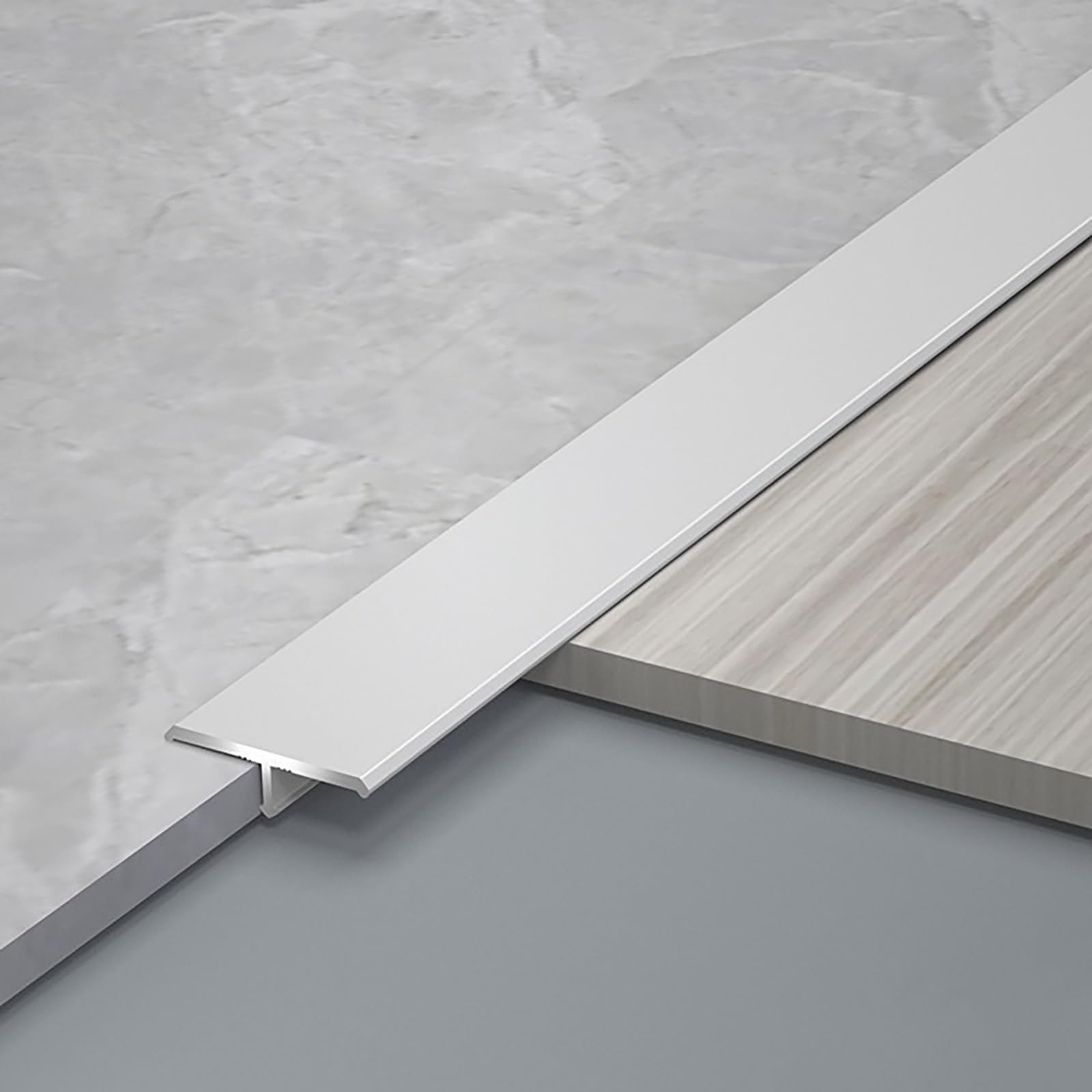 Perfil en T resistente a los arañazos en aluminio plata para juntas de suelo de 100cm