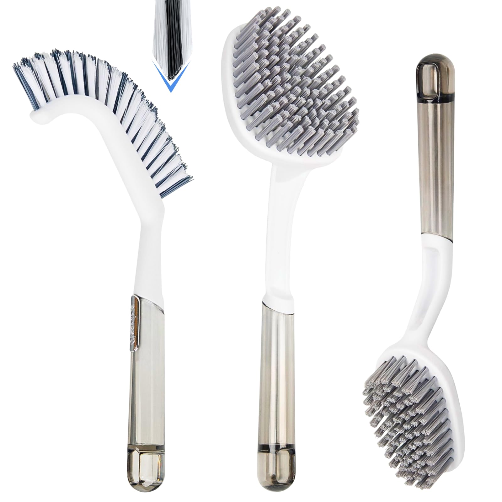 3 Pack Shower Brush for Cleaning, Heavy-Duty Scrub Brush Set for Bathroom