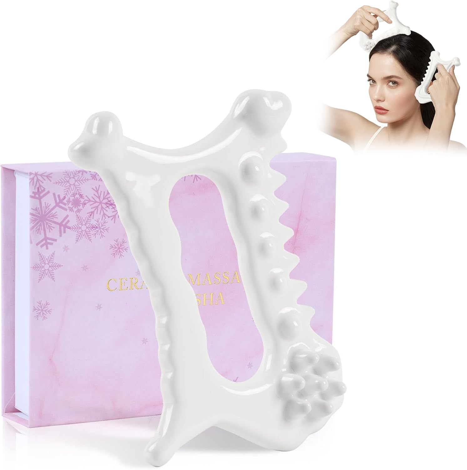 9 in 1 Ceramic Body Gua Sha Facial Tool, Face & Body Gua Sha Massage Tools, Premium Korean 괄사 Guasha Board for Face Lift, Muscle Relief, Skin Care - Image 8