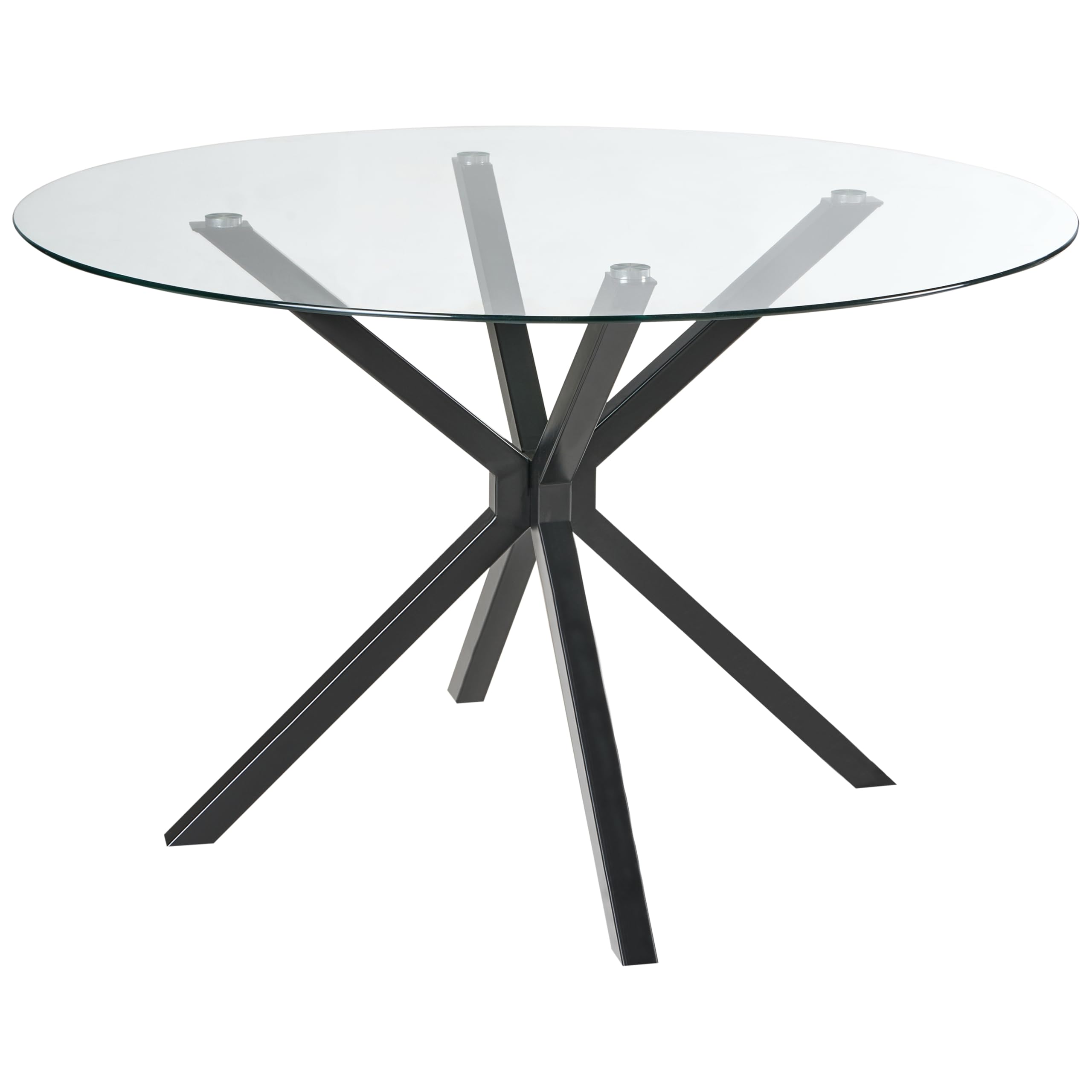 Beliani Mesa de Comedor Redonda Glam ⌀ 120 cm Tablero de Vidrio Templado Patas Decorativas Negro Meston