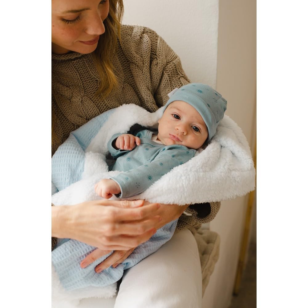 Interbaby - Koc dla noworodka | Koc bawełniany dla niemowląt i poliester, aksamit, miękki, wygodny, ciepły | Koc miesiąca dla niemowląt 80 x 110 cm, do łóżeczek, wózków | Plaster pszczół + naftowym