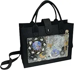 Bolsa Ita para exibição de pinos, bolsa tiracolo de feltro kawaii para amantes de anime, presente de fã de Kpop estético, preta