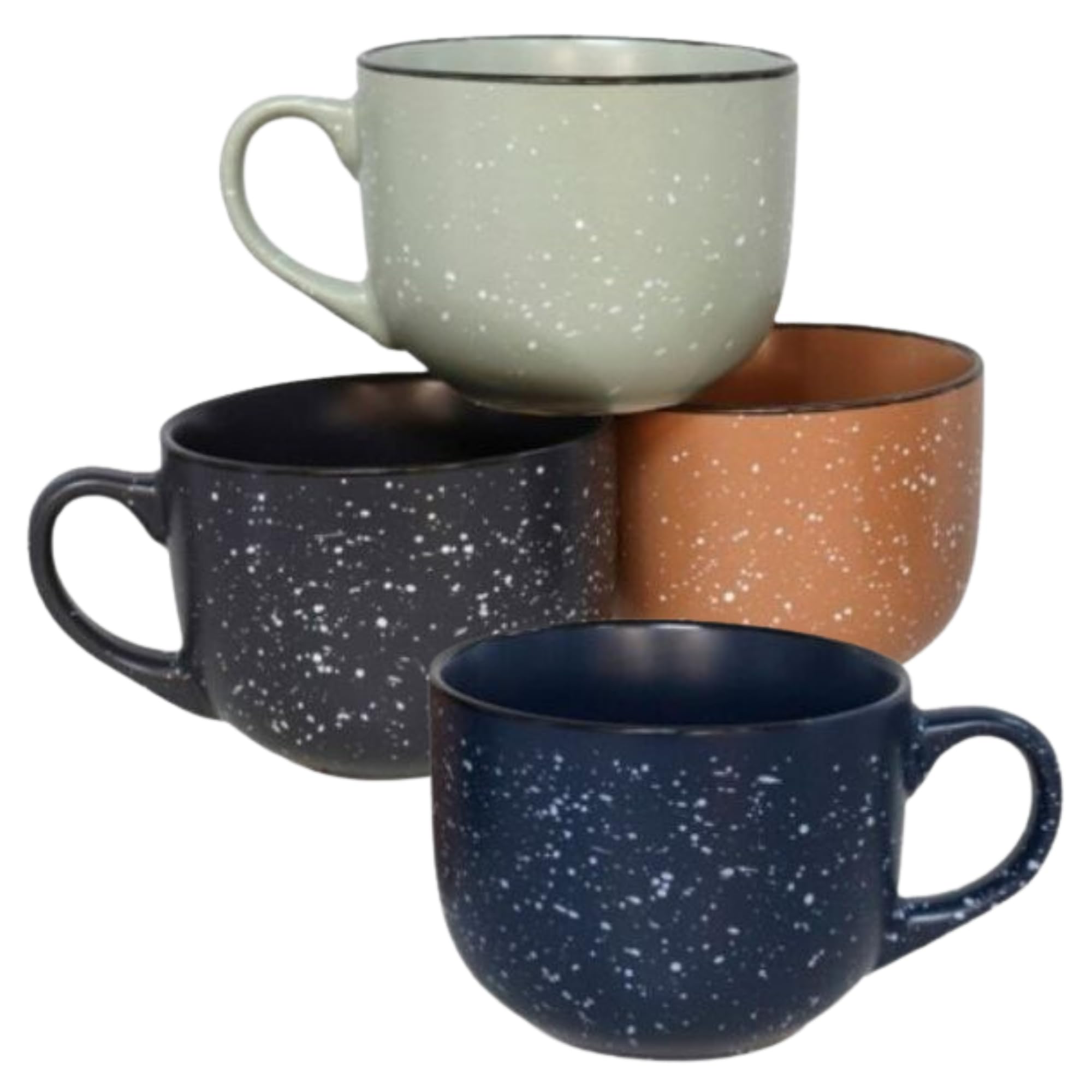 Set de 4 Tazones de Cerámica 500 ml - Diseño Moderno con Acabado en Colores Elegantes - para Café, Desayuno, Té, Sopas o Cereales - Resistentes y Apta para Microondas y Lavavajillas - No Pierden Color