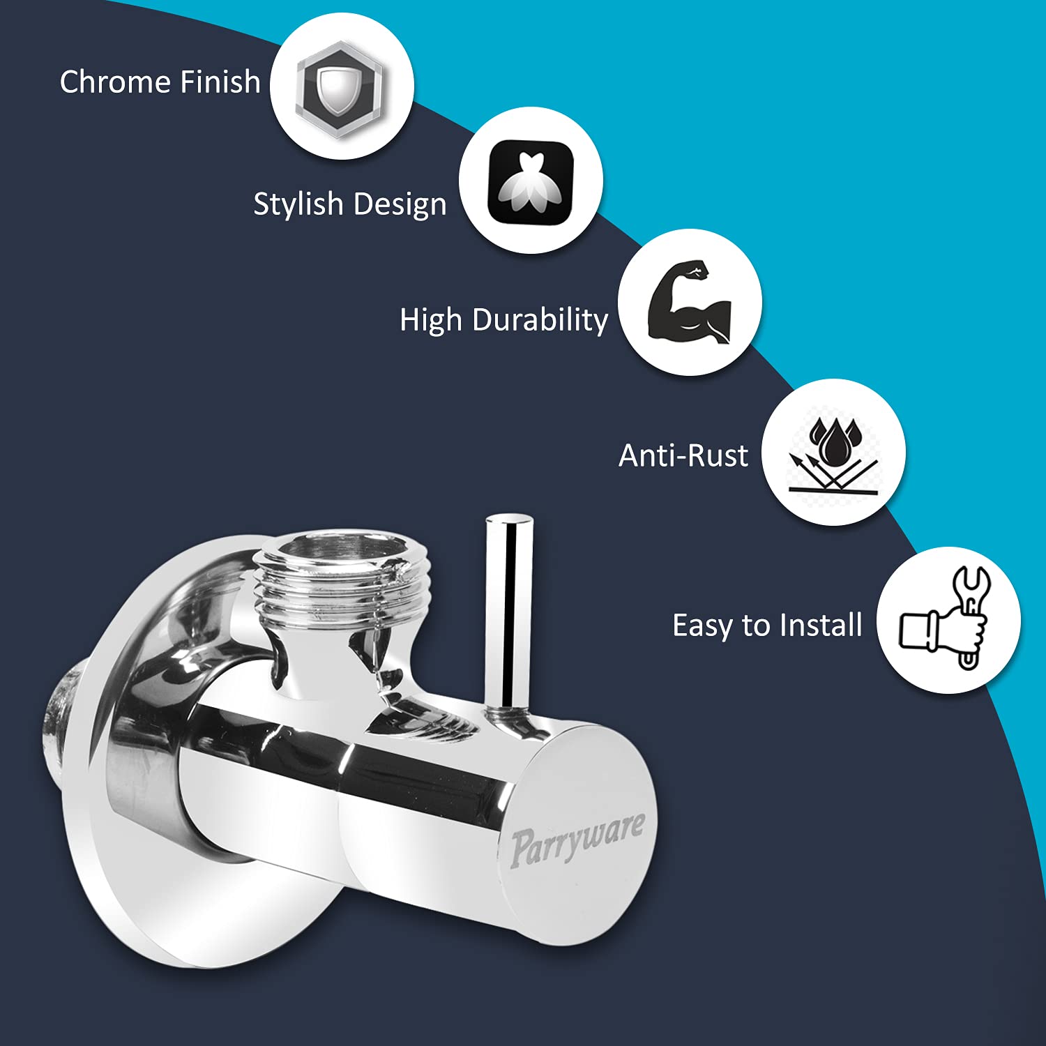 Parryware Brass Angle Valve - Chrome Finish (Pack of 4) -5