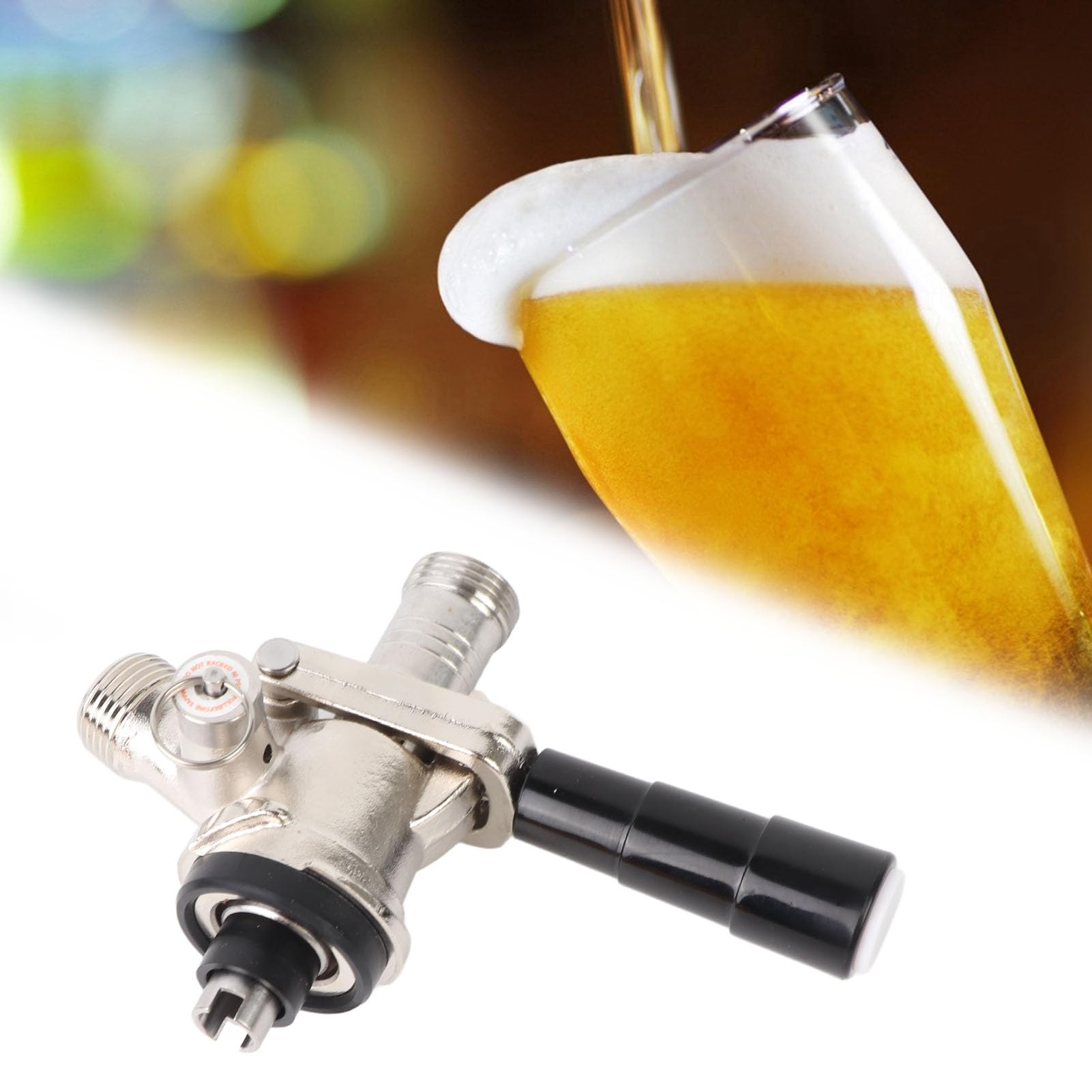 Yosoo vaatje koppeling type S, biervat kranen met veiligheids overdrukventiel bier dispenser vaatje koppeling type S met zwart handvat voor thuisbrouwsysteem Oktoberfest