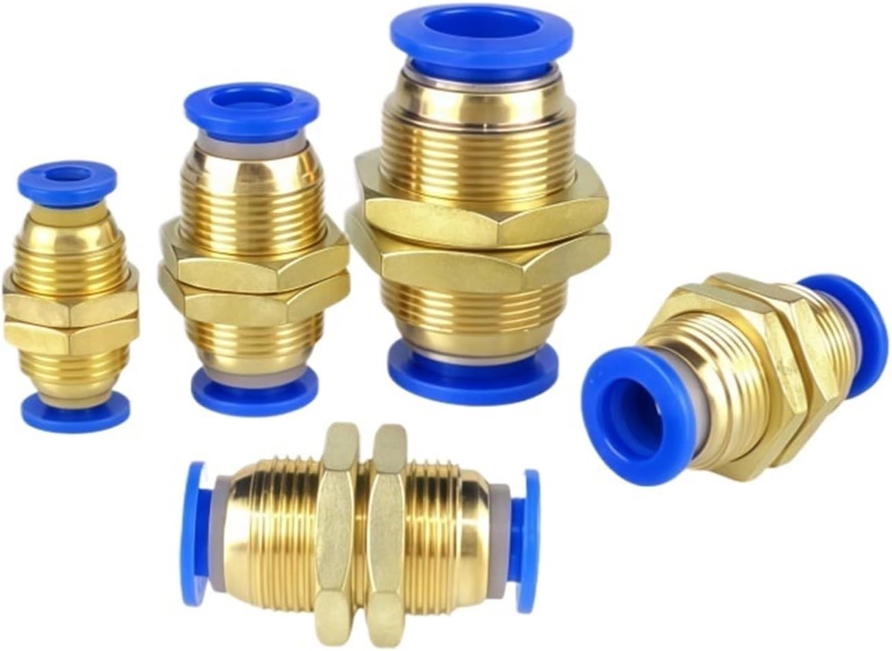 1pcs PM Brass Pneumatic Bulkhead Fitting - Push-Connect Quick Release for 4/6/8/10/12mm OD Air/Water Tube(PM 8,1 PC)