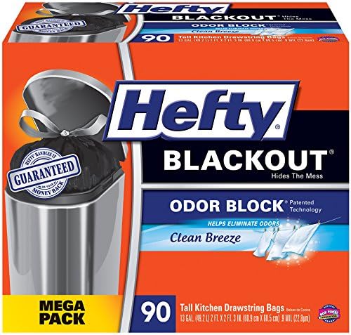 Hefty Blackout Tall Kitchen Trash Bags, Clean Breeze, 90 Count